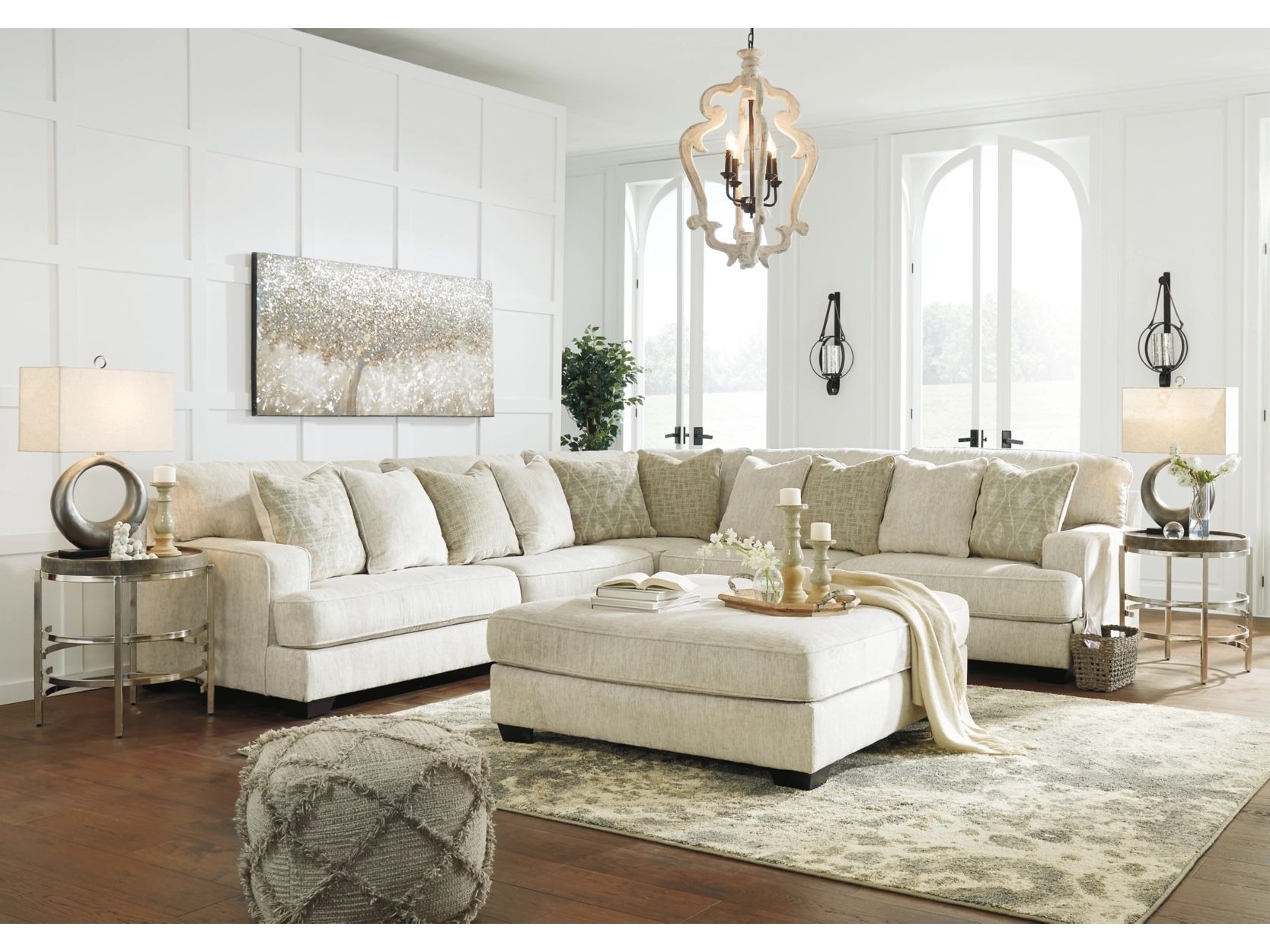Large 3-Piece Sectional with Ottoman