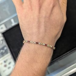 YG 7" 4.5mm Red Stone Bracelet 