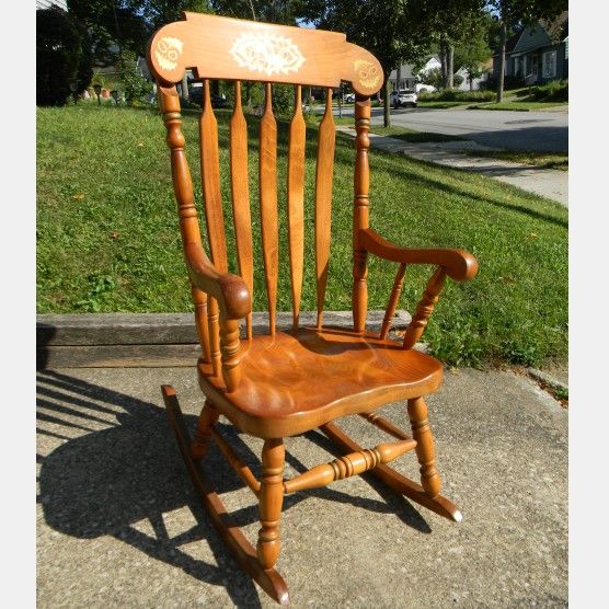 Wood Rocking Chair by Novoles Straza 3 84 Yugoslavia Vintage Solid