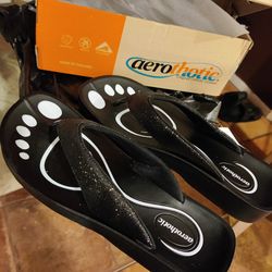 Aerothotic black sparkle sandals size 11 (41) women's brand new with tags