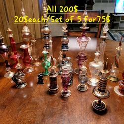 Elegant 22k Gold Hand Blown Egyptian Perfume Bottles