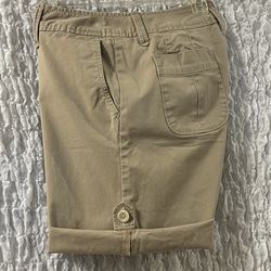 Eddie Bauer: Adjustable Length Shorts, Khaki Colored, Cotton & Spandex, Size: 6