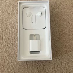  New. iPhone. Charger And Earbuds