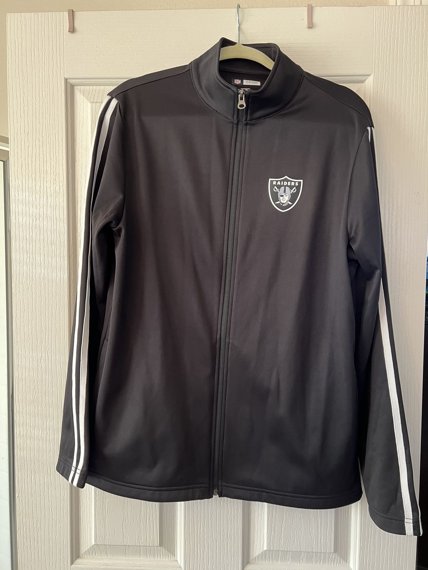 Men’s Raiders Black Sport Fleece Full-Zip Jacket, Size Medium