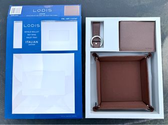 NEW - LODIS BIFOLD WALLET + KEY RING + VALET TRAY - ITALIAN LEATHER