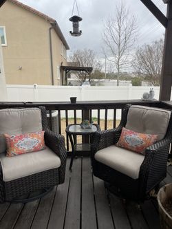 Swivel Patio Chairs And Table With Weather Covers 