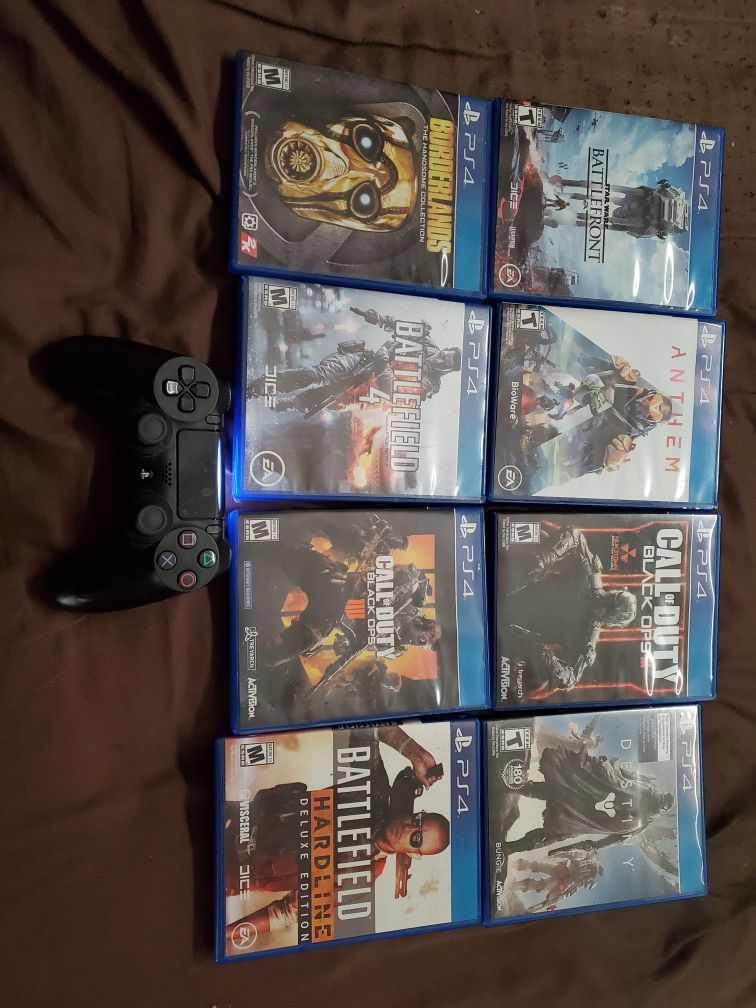 Ps4 500gb 8 games controller and turtle beach headset