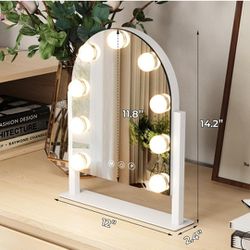 MCDAMCN Vanity Mirror with Lights,Tabletop Makeup Mirror with 9 LED Lights Smart Touch Control 3 Colors Light 360°Rotation

