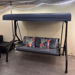 (2 Colors) New Outdoor Patio Porch Swing with Adjustable Canopy Cup Holder Thick Cushions 