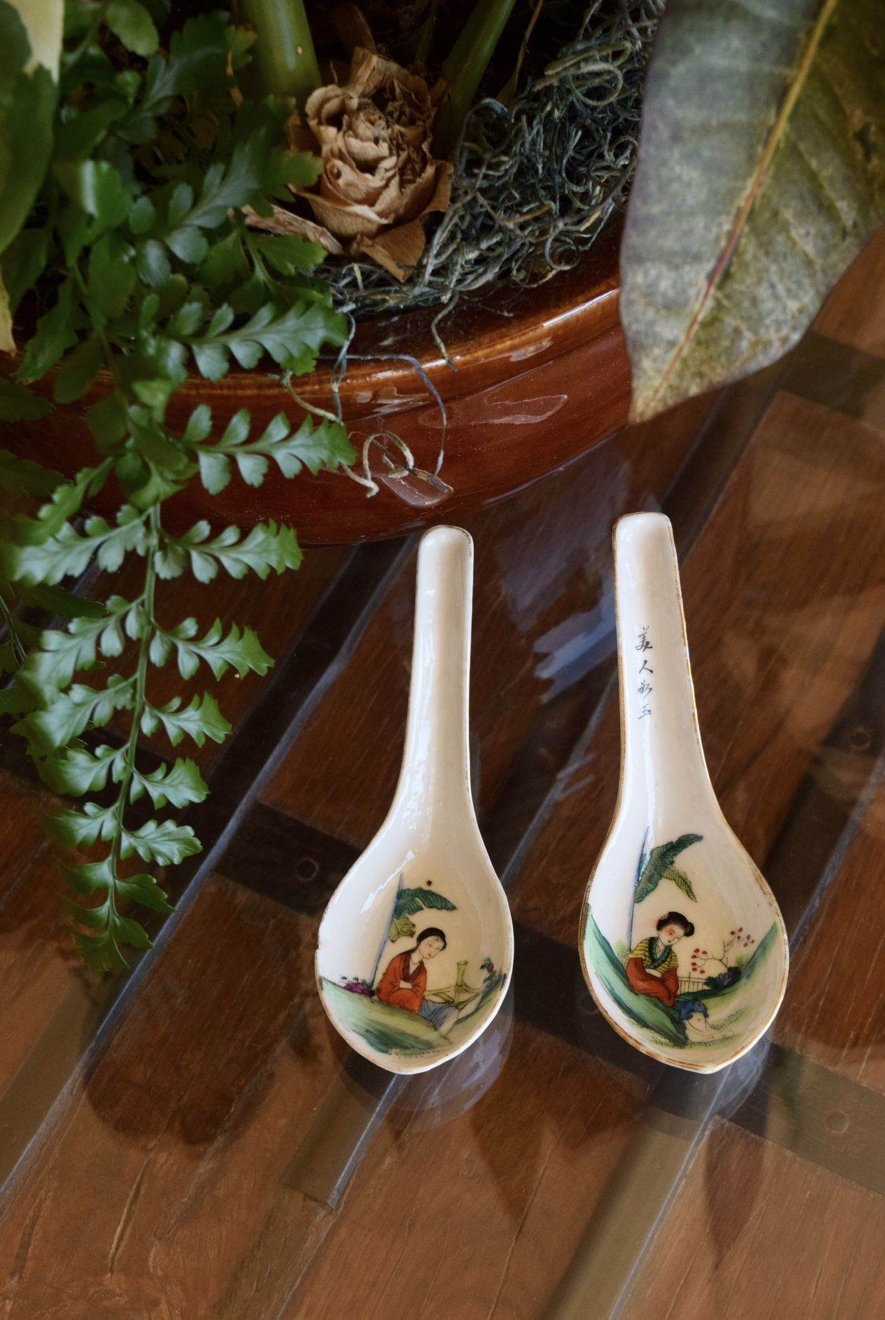 Two Chinese Export Porcelain Spoons - Republic Period 1910s