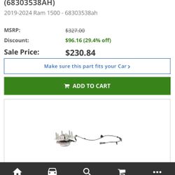 RAM 2019-2024 RAM 1500Hub Bearing And Sensor 