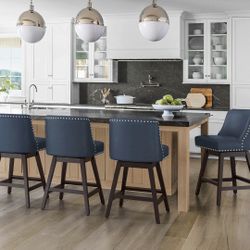 Zoe Swivel Counter Stool with Nailhead TrimSet Of 4