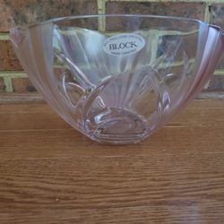 Pink Lead Crystal Round Bowl "Nassau" by BLOCK