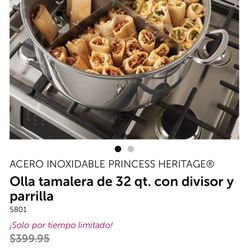 Olla Tamalera De32qt Princess house Con Parilla Y división 