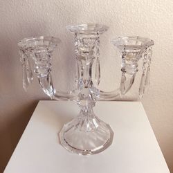 Vintage Trio Crystal Glass Candle Holder Stand