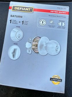 Defiant Saturn Keyed Entry Door Lock Set (missing knob, includes deadbolt and key)
