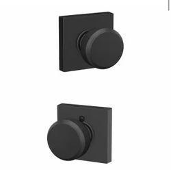 Schlage Bowery Matte Black Passage Hall/Closet Door Knob with Collins Trim @49