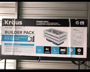 3X -Kraus Undermount 32.25x19-in, 8.5-in Depth, Stainless Steel Double Equal Bowl Kitchen Sink Contractor Builder Pack