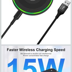15W Wireless Charger Fast Charging Pad for Motorola Moto G Stylus 5G 2025/G Power 2026, Android Wireless Charging Station for Samsung Galaxy S25 Ultra