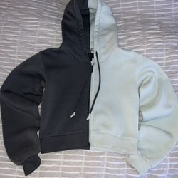 Dark gray and light minty green Vive La Vie cropped hoodie Size XS #festivalvibes