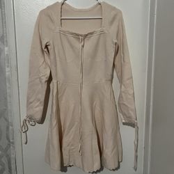 Cream Long Sleeve Dress