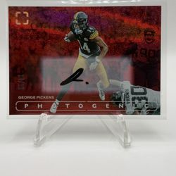 2024 Photogenic George Pickens Red Speckle Autograph Bookend 10/10