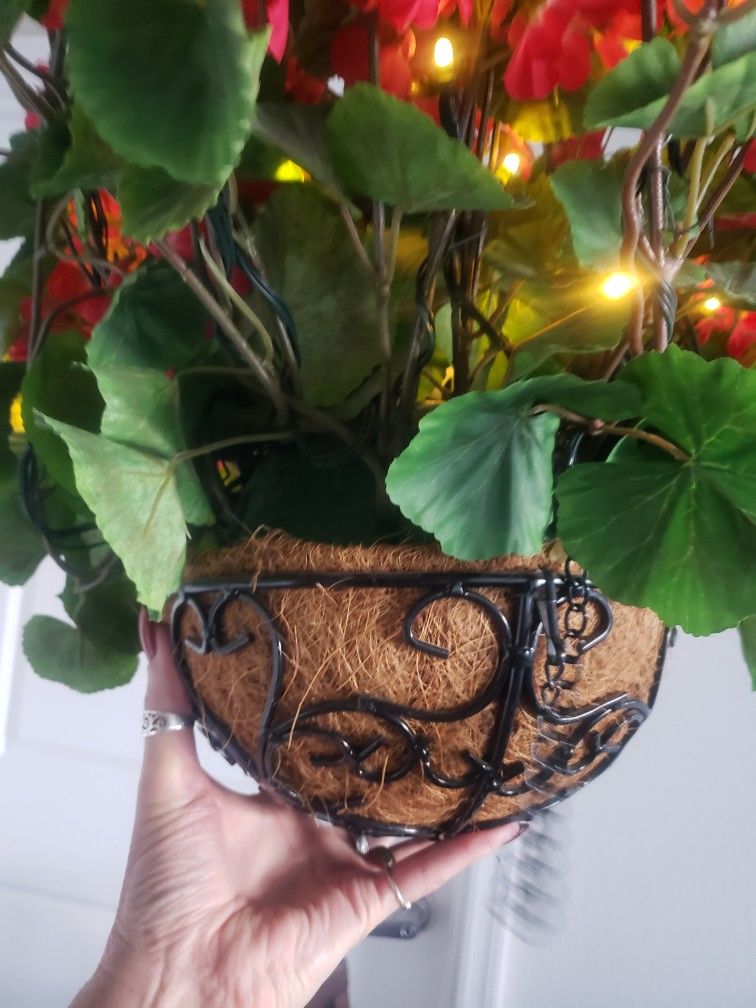 Lighted Foliage Plastic/Silk Like Plant, Hangs Or In METAL Stand, Paaid $50 asking $40 / OBO for My GRANDMA Is Downsizing Home