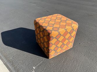 Cube Ottoman with Retro Circle Pattern