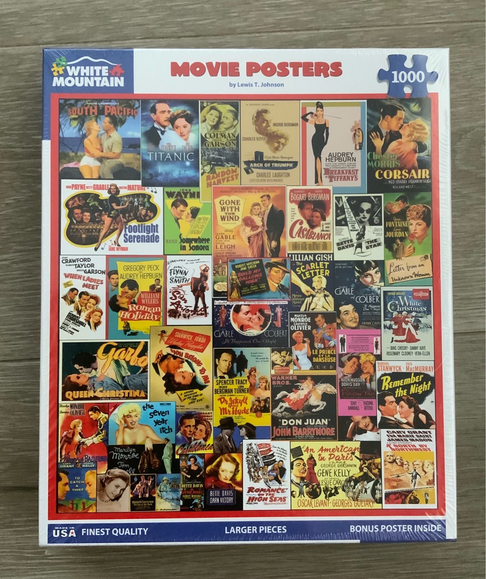NEW White Mountain “Movie Posters” 1000 Piece Jigsaw Puzzle