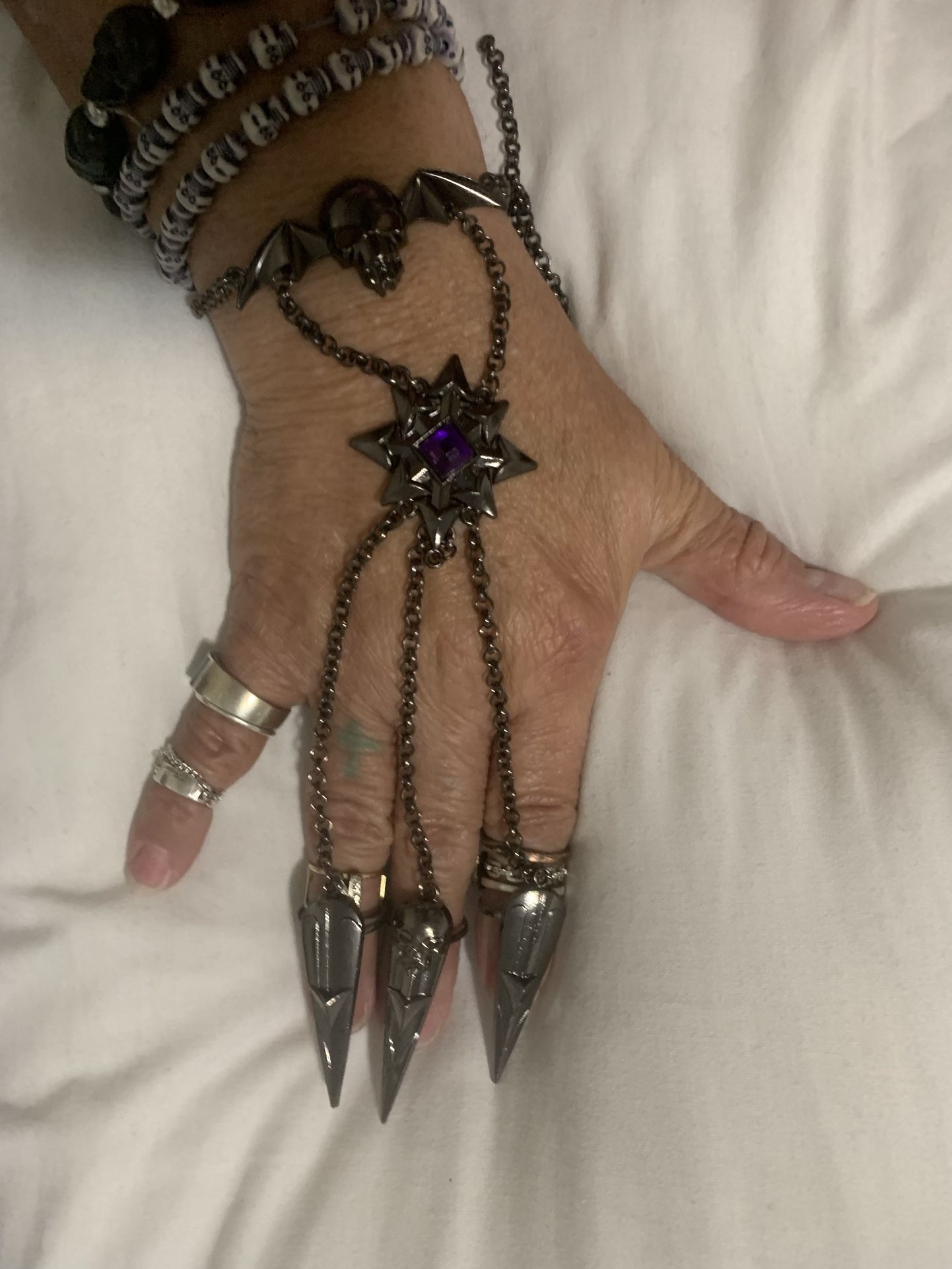 3 Fingers Rings With Connecting Bracelet