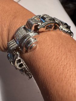 14k vintage bracelet with more than 15 or 20 carats of diamonds, yes, real princess cut diamonds and baguettes, 65 grams, super heavy