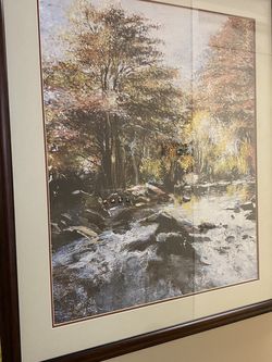 Forest Stream Painting Print Art