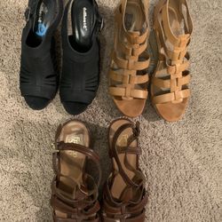 3 Pairs of Wedge Heels Sz10