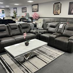 2PC Brown Sofa & Loveseat 