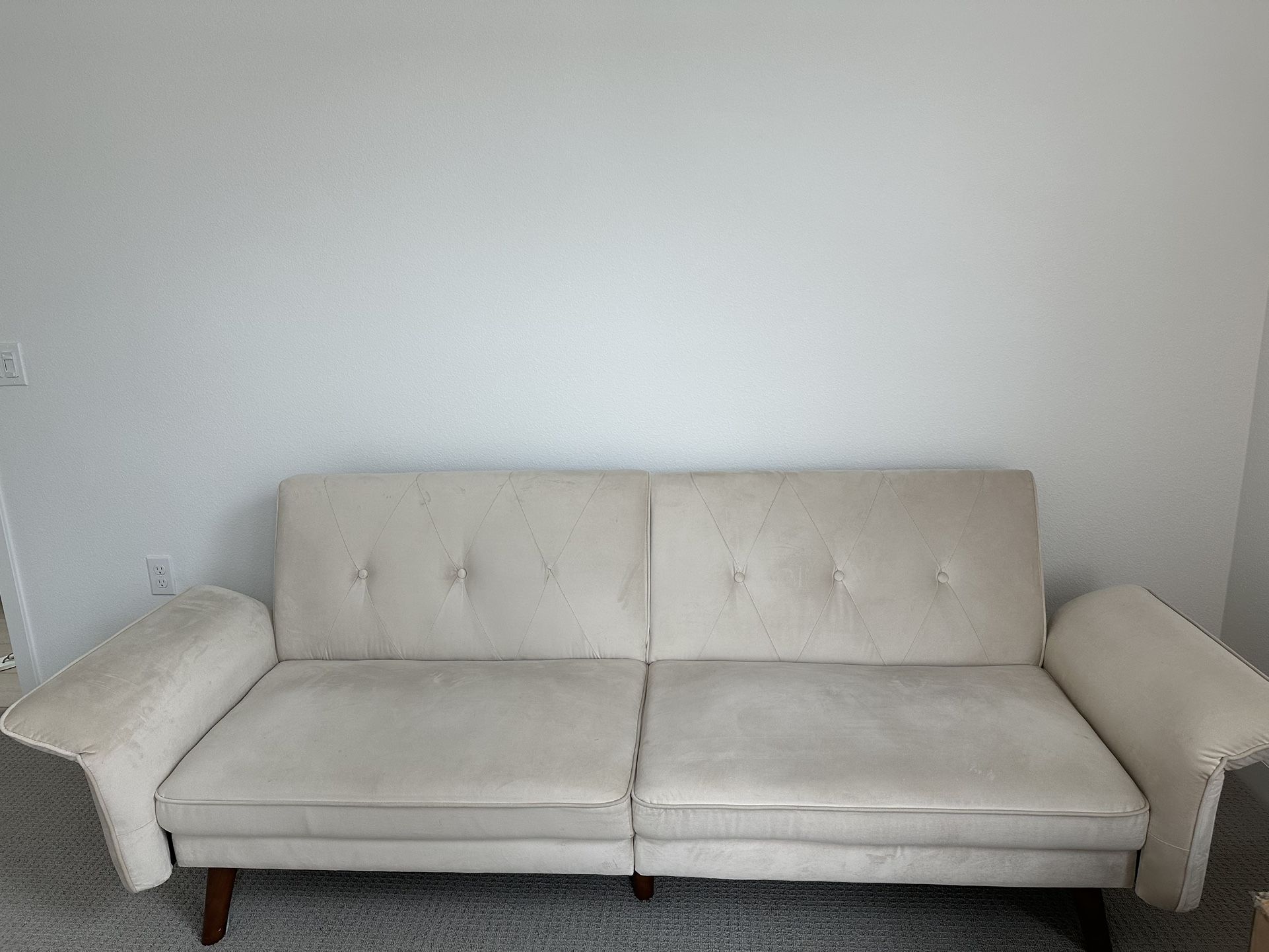 Futon - 90” Adjustable Soft Velvet Sofa Bed