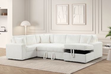 NEW  Corduroy Sectional Sofa with Storage