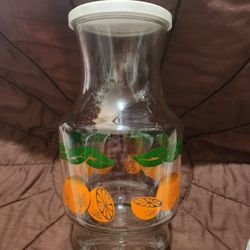 Vintage Anchor Hocking Glass Orange Juice Decanter Carafe Chiller 54 oz. W/ LidVintage Anchor Hocking Glass Orange Juice Decanter Carafe Chiller 54 oz