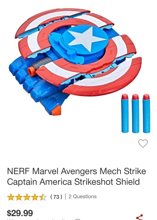 Nerf Captain America Shield Brand New
