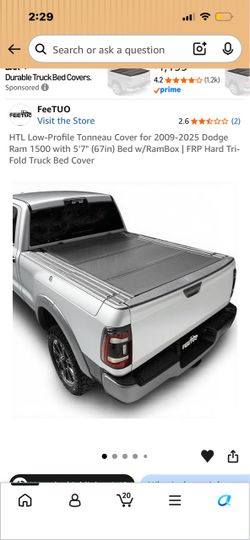 Low-Profile Tonneau Cover for 2009-2025 Dodge Ram 1500 with 5'7" (67in) Bed w/RamBox | FRP Hard Tri-Fold Truck Bed Cover