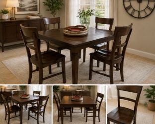 Wood dining set with 4 chairs