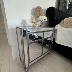 2 Mirror Side Tables Night Stands 