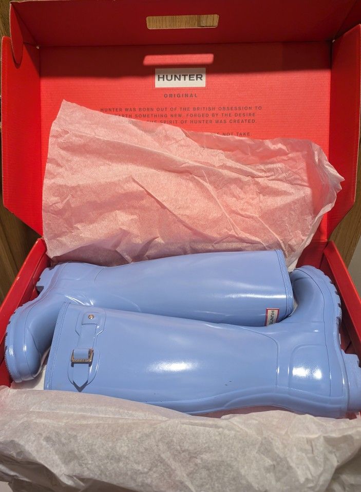 Women's Hunter Original Tall Gloss Rain Boots - Vivid Blue Size 5