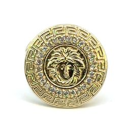 Men’s 10k Yellow Gold CZ Cubic Zirconia Round Medusa Head Ring Size 12 GP3126679