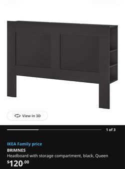 IKEA BRIMNES Queen Headboard with Storage, Black