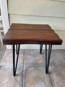Side Table Wood Metal Legs