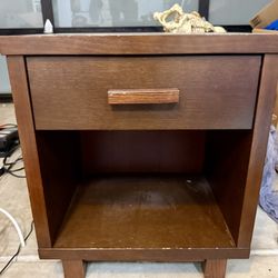 Dark Wood Nightstand And Matching Low Dresser