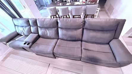 Gray Fabric Reclining Sofa with Cup Holders
