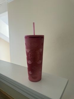 pink textured starbucks official reusable cup / tumbler