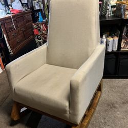 Beige Mid Century Modern Nursery Rocking Chair