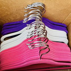 Set of 22 Basics Kids Velvet Non-Slip Clothes Hangers - Pink Purple White Girl
